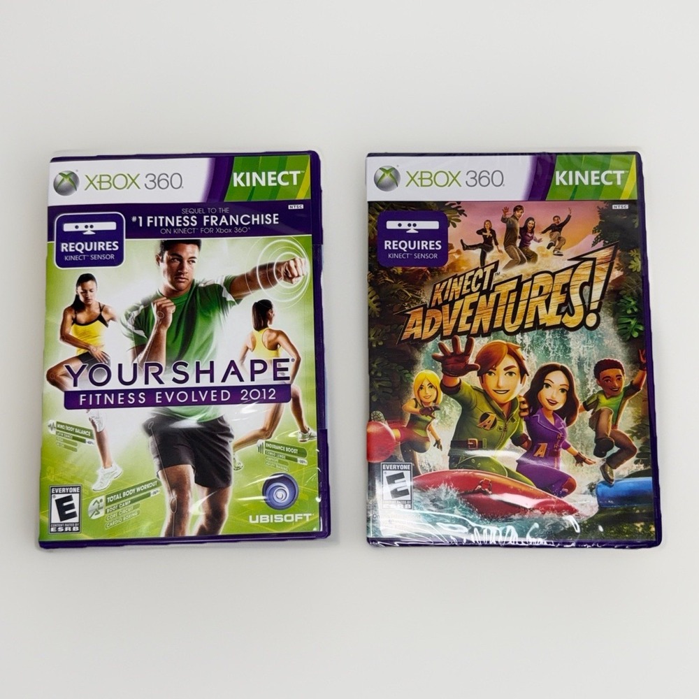 Xbox 360 Kinect Adventures New Sealed + Your Shape Fitness Evolved 2012 Complete